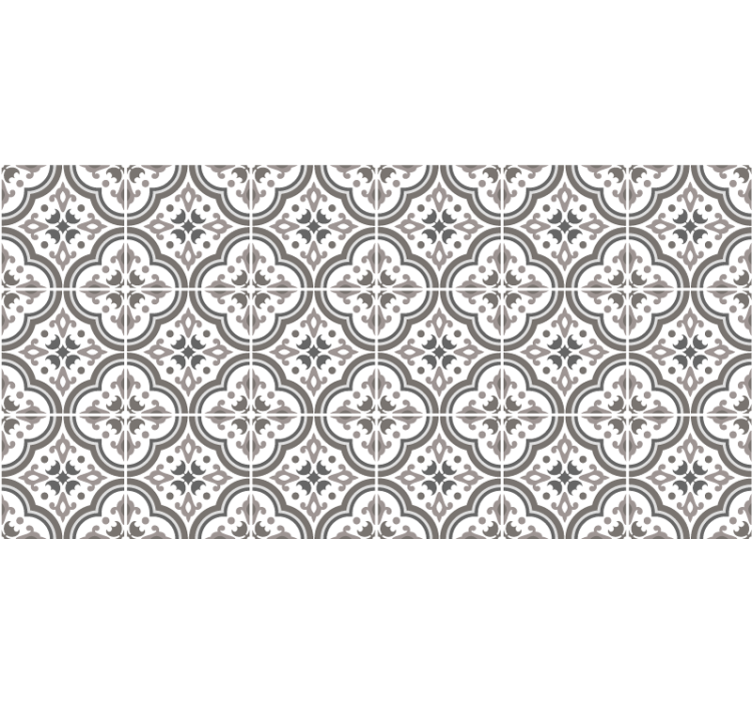 Store enrouleur gris carreaux et fleurs - TenStickers