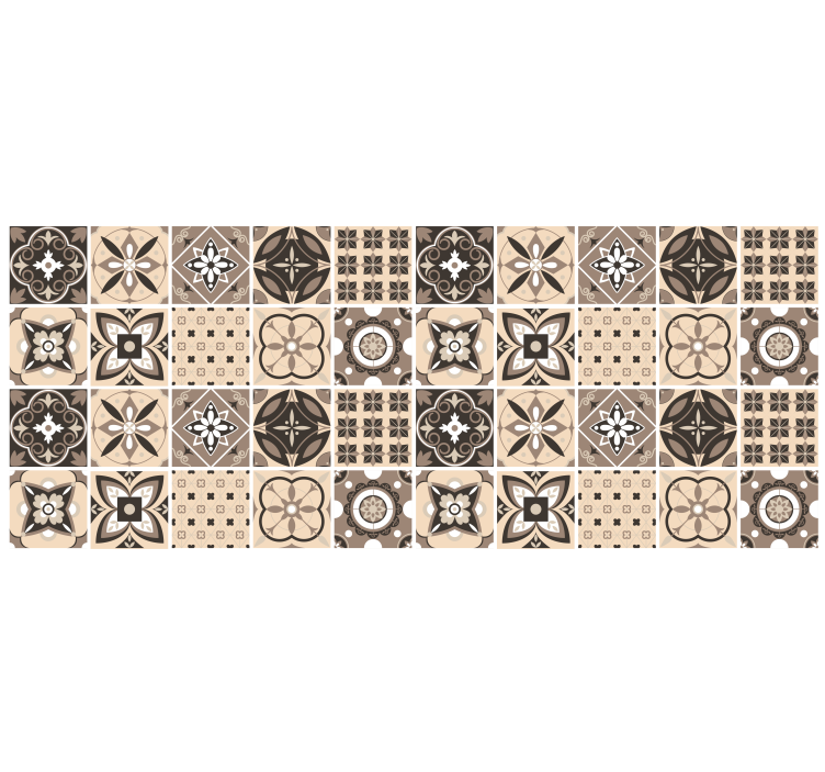 Store enrouleur beige motif carreaux géométriques - TenStickers