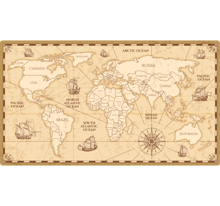 Store enrouleur beige design carte du monde vintage - TenStickers