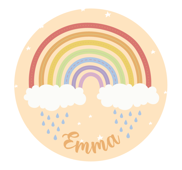 Store enrouleur beige arc-en-ciel aquarelle avec nom - TenStickers