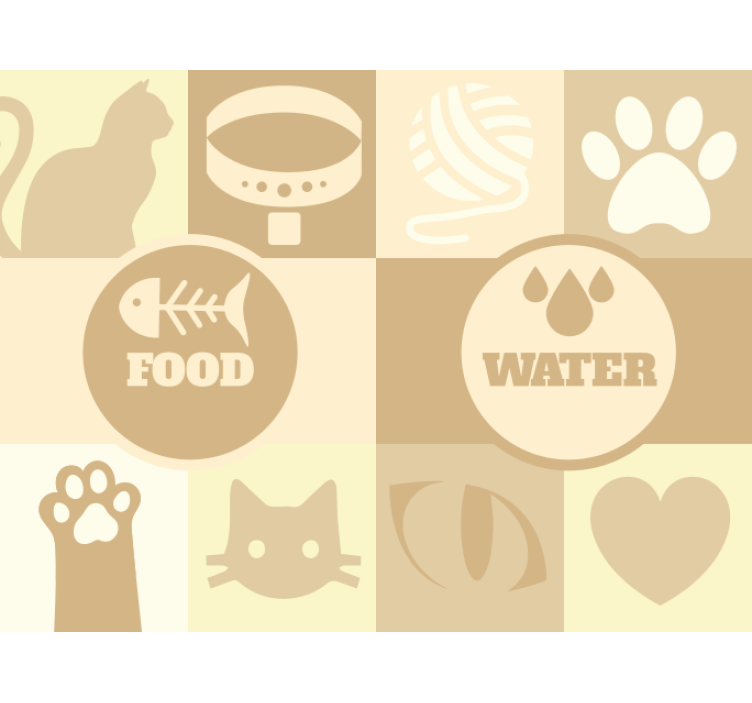 Store enrouleur beige pour eau et nourriture de chats - TenStickers