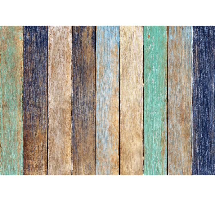 Store enrouleur chambre planches en bois colorées - TenStickers