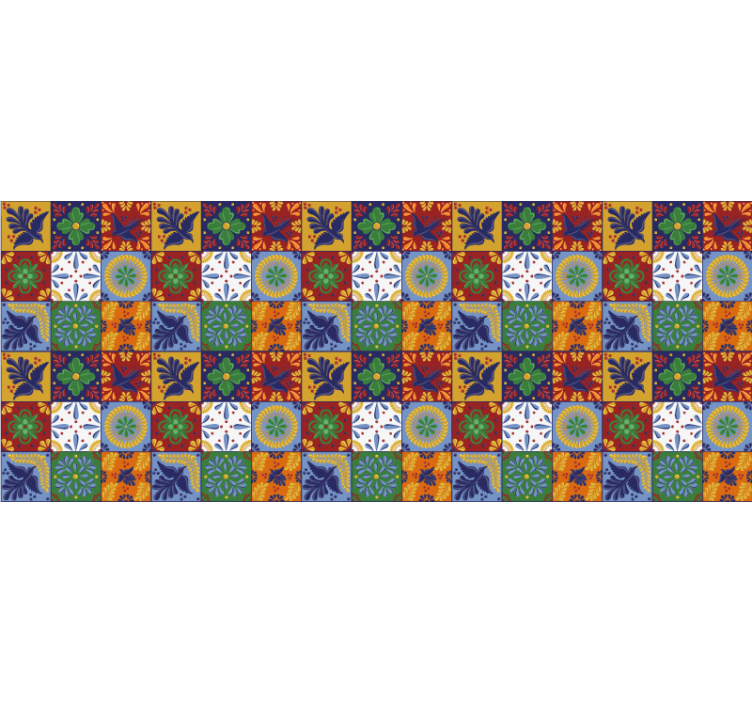 Store enrouleur chambre carreaux mexicains colorés - TenStickers