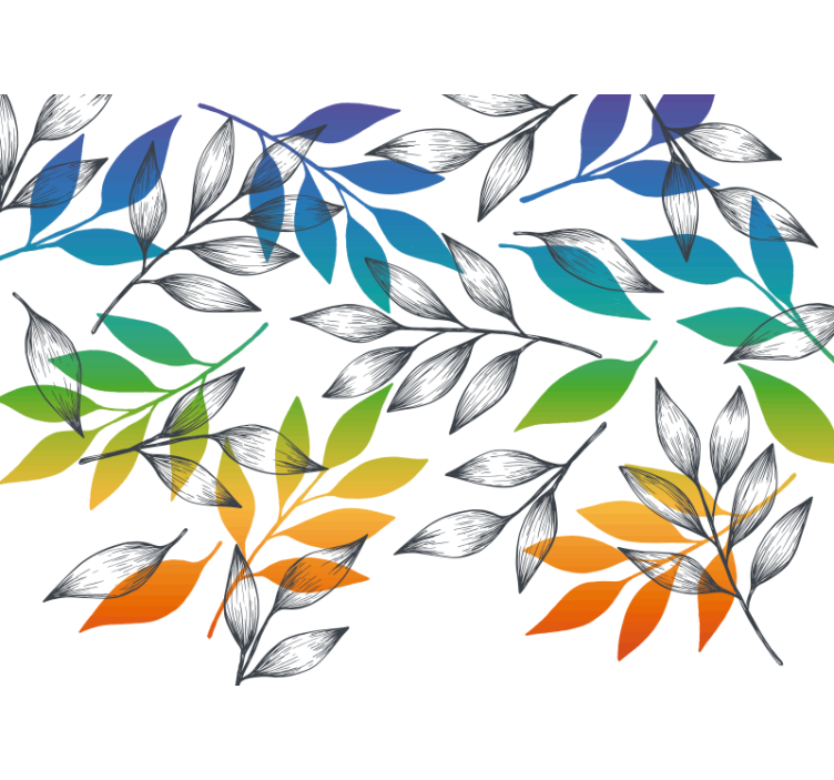 Store enrouleur chambre motif feuilles arc-en-ciel - TenStickers