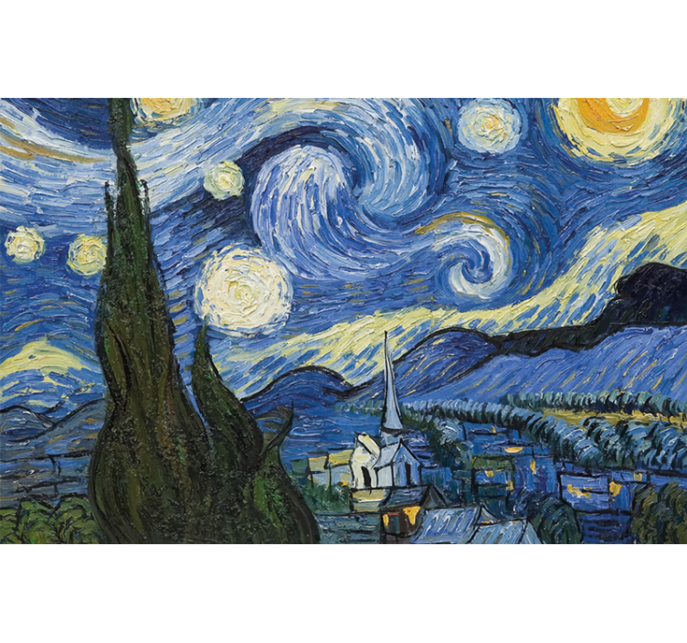 Store enrouleur chambre nuit étoilée de van gogh - TenStickers