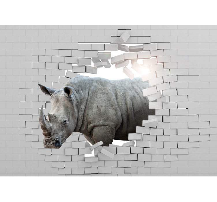 Store enrouleur blanc rhinocéros 3d - TenStickers