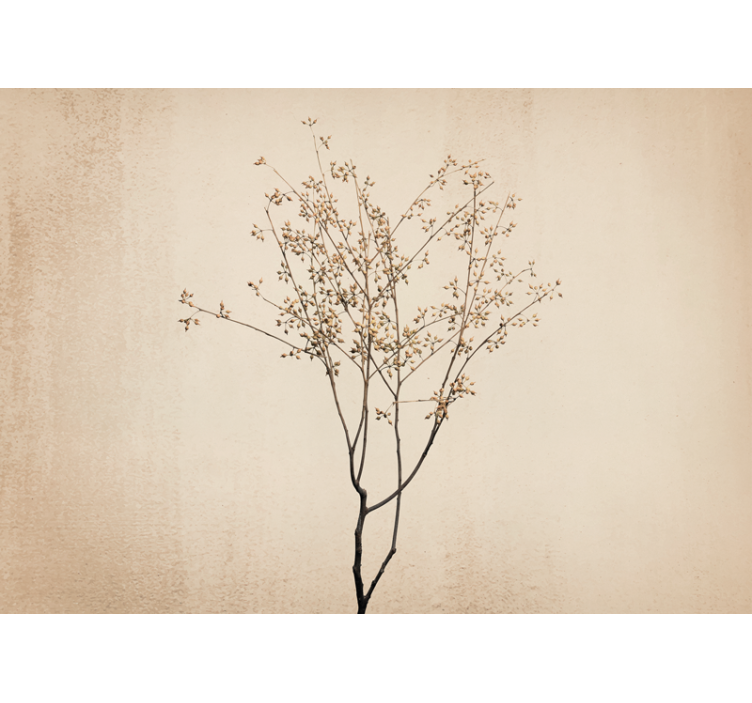 Store enrouleur beige motif fleurs style japandi - TenStickers