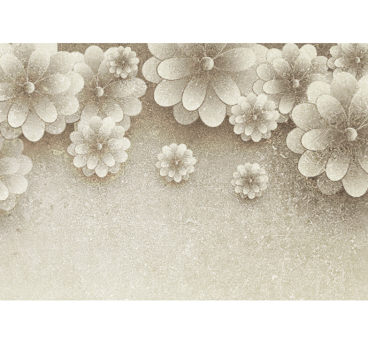 Store enrouleur beige effet fleurs 3d gris - TenStickers