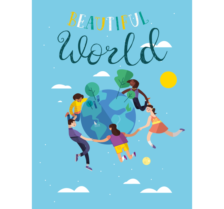 Store enrouleur carte du monde illustration harmonieuse - TenStickers