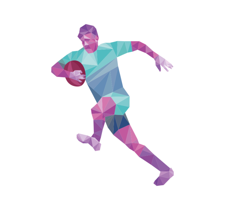 Store enrouleur sport joueur de rugby géométrique - TenStickers