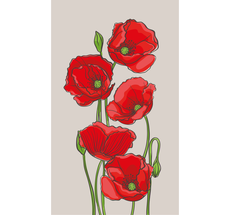 Store enrouleur motif fleur fleurs de pavot rouge - TenStickers