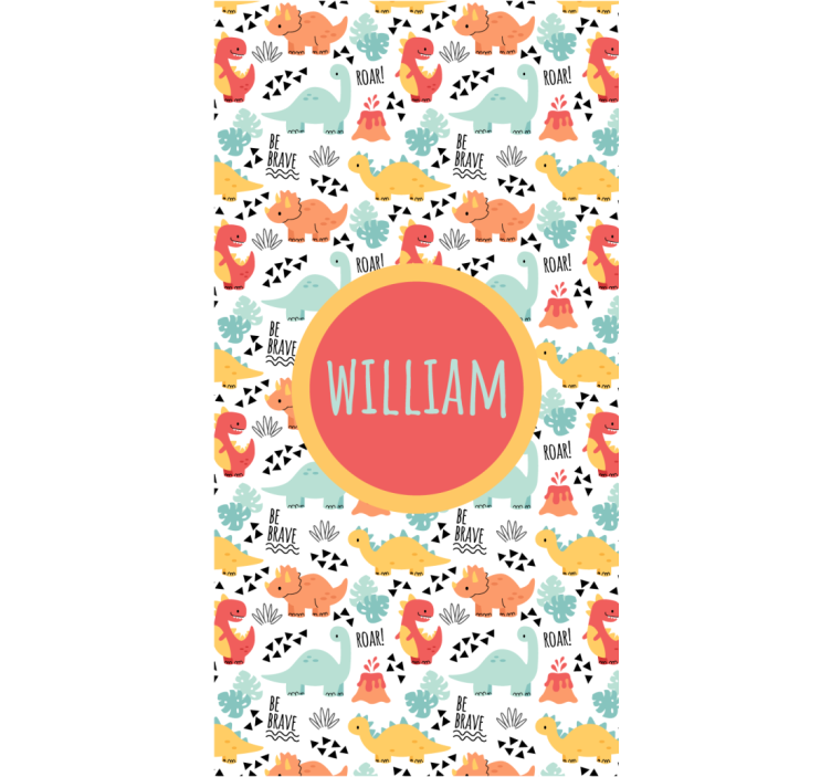 Store enrouleur dinosaures avec nom circulaire - TenStickers