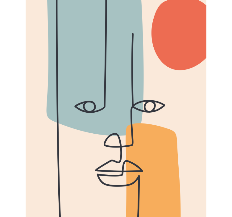 Store enrouleur bande dessinée contour de visage abstrait - TenStickers