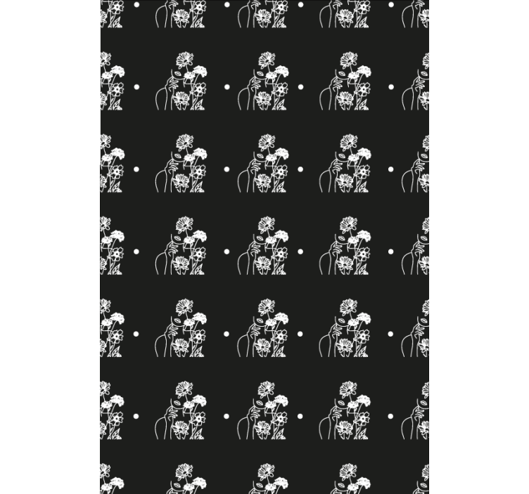Store enrouleur motif fleur silhouette noire et blanche - TenStickers