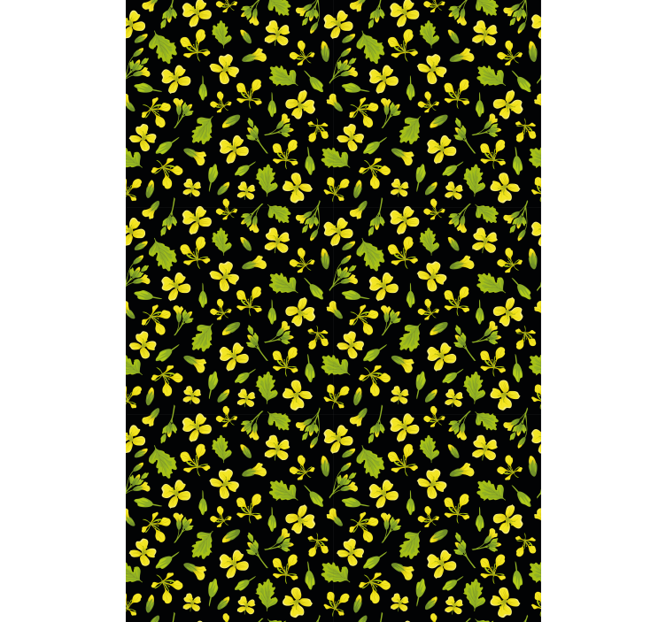 Stores enrouleurs fleurs et plantes motif jaune et noir - TenStickers