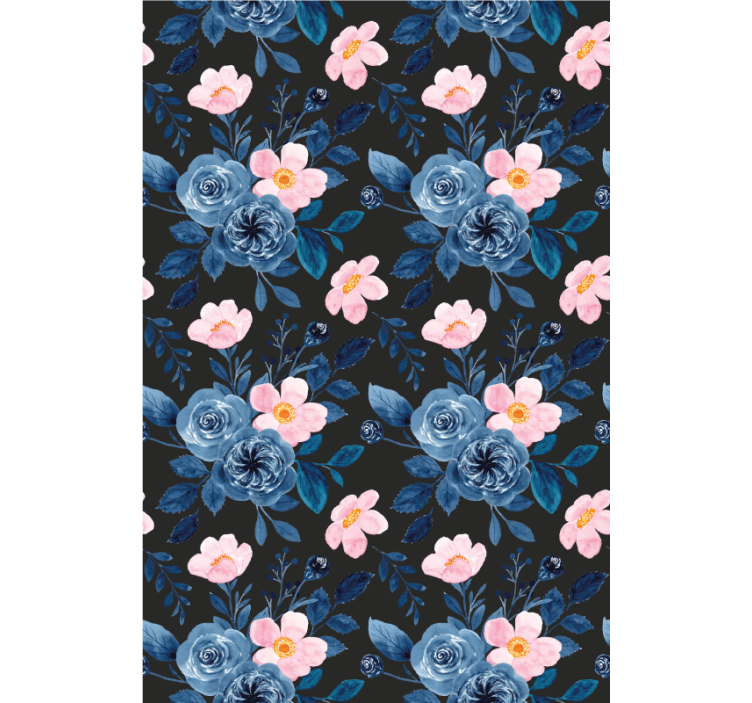 Stores enrouleurs fleurs et plantes motif floral bleu - TenStickers