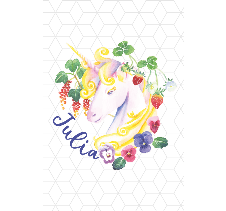Store enrouleur pour chambre enfant licorne florale avec nom - TenStickers