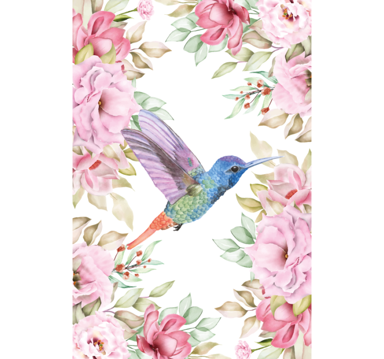 Stores enrouleurs fleurs et plantes colibri parmi les roses - TenStickers