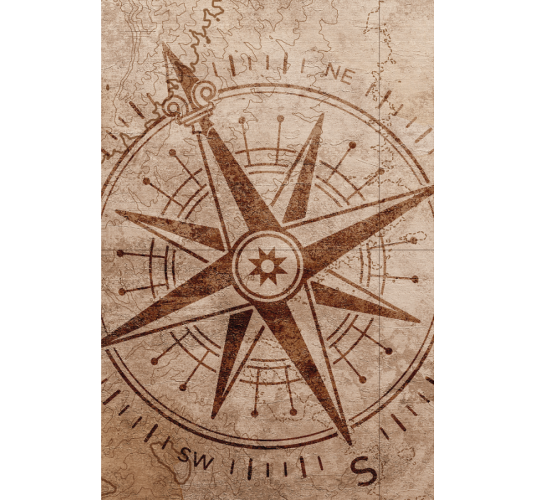 Store enrouleur carte du monde design boussole vintage - TenStickers