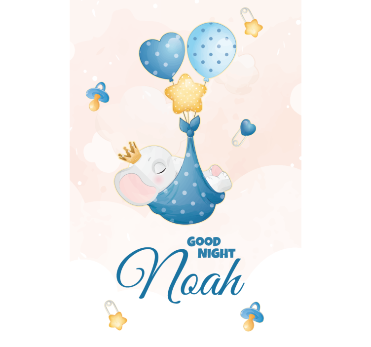 Store enrouleur chambre bébé bonne nuit éléphant avec nom - TenStickers