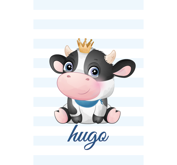 Store enrouleur pour chambre enfant vache couronnée avec nom - TenStickers