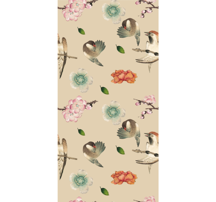 Stores enrouleurs fleurs et plantes motif aviaire beige - TenStickers