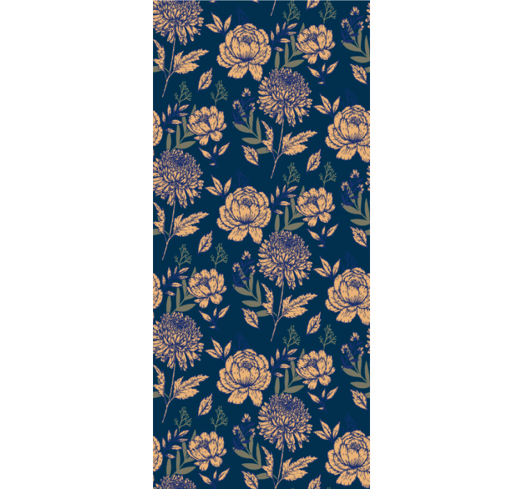 Store enrouleur motif fleur motif élégant marine - TenStickers