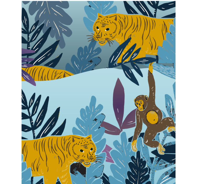 Store enrouleur pour chambre enfant tigres et singes - TenStickers