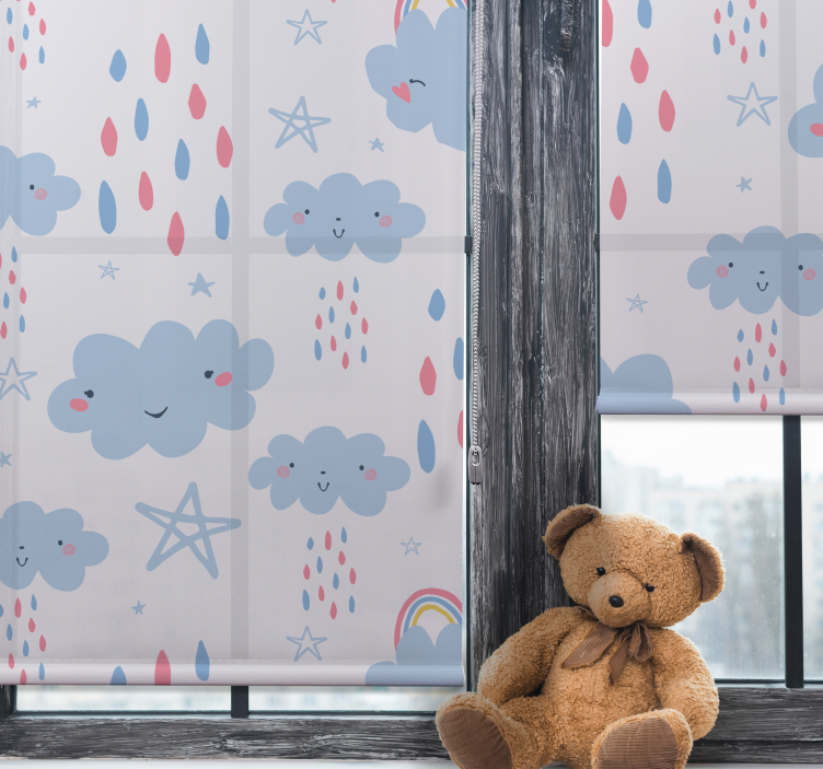 Store enrouleur chambre bébé modèle de nuages souriants - TenStickers