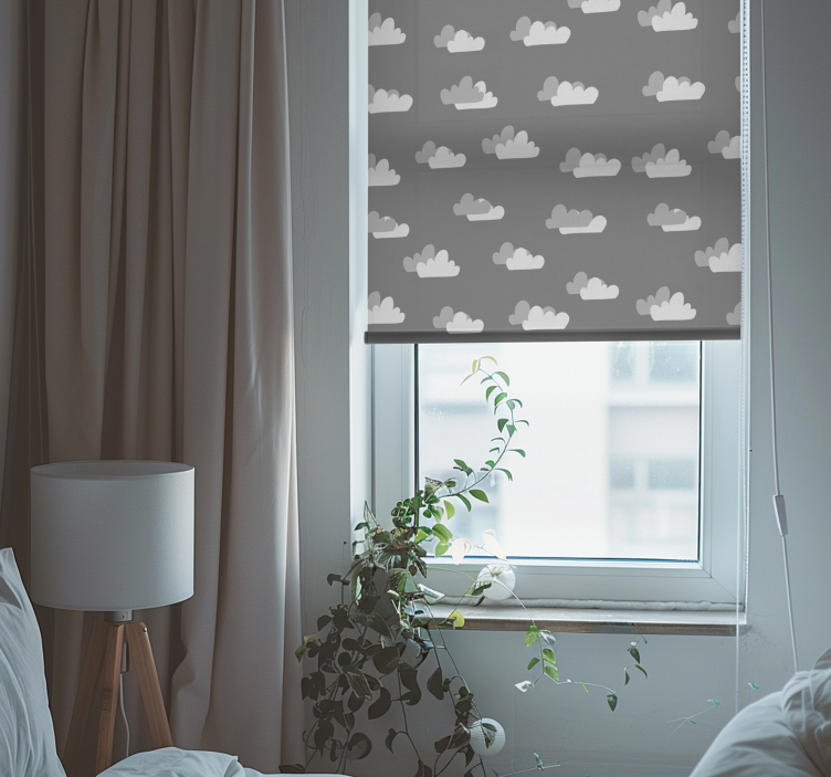 Store enrouleur gris motif de cumulus - TenStickers