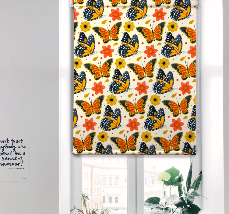 Store enrouleur papillon motif floral de papillons - TenStickers