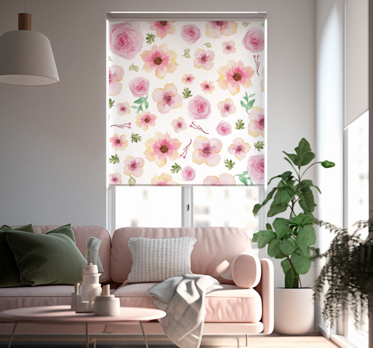 Store fleurs motif de fleurs roses - TenStickers