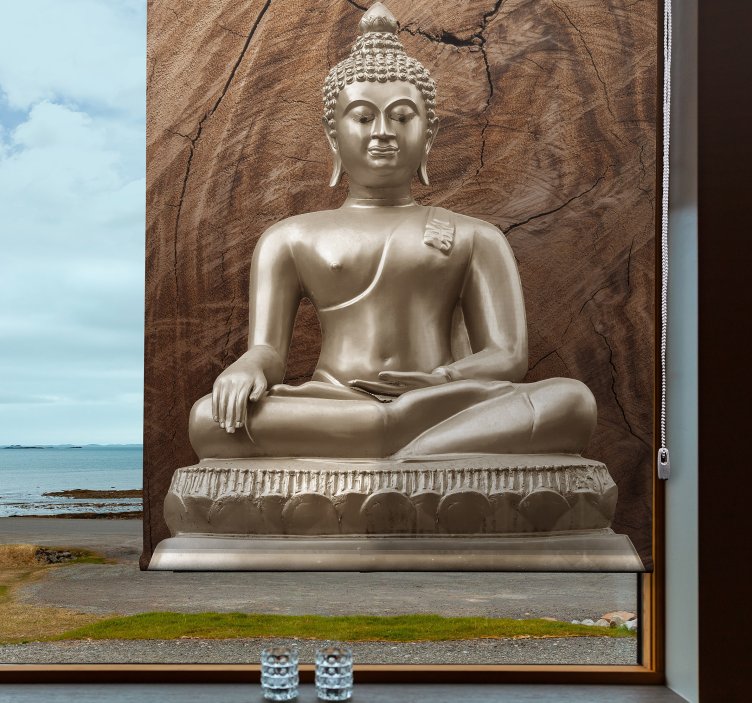 Store bouddha zen marron en bois - TenStickers