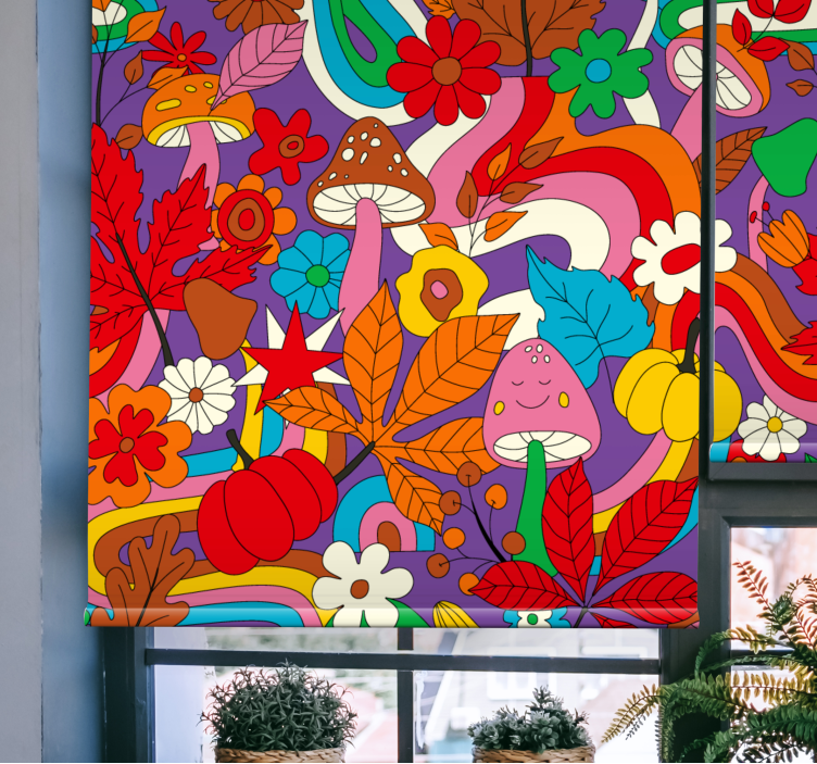 Store enrouleur amusant fantaisie de champignons colorés - TenStickers