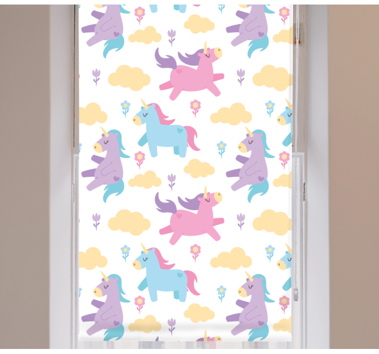 Store enrouleur pour chambre enfant licornes et nuages - TenStickers