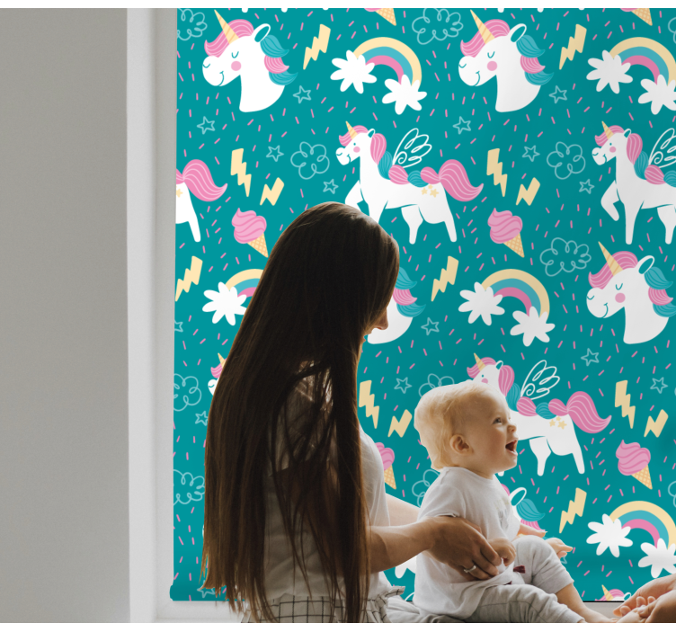 Store enrouleur pour chambre enfant motif licorne bleu - TenStickers