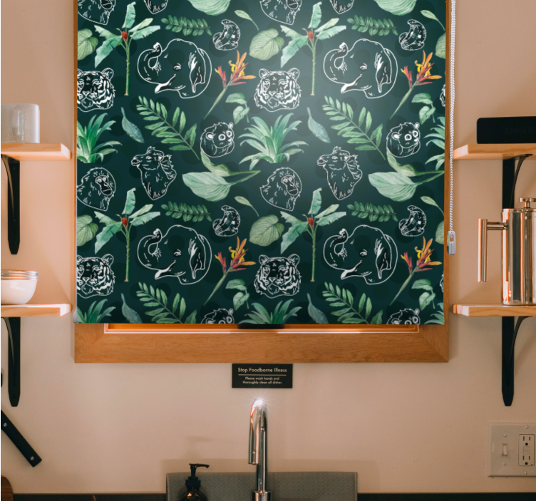 Store enrouleur animaux croquis animalier floral - TenStickers