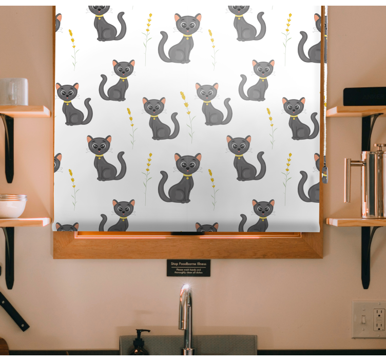 Store enrouleur animaux motif de chats noirs - TenStickers