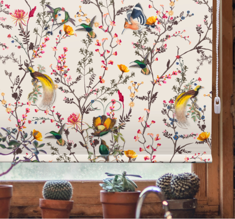 Store enrouleur arbre oiseaux et fleurs - TenStickers