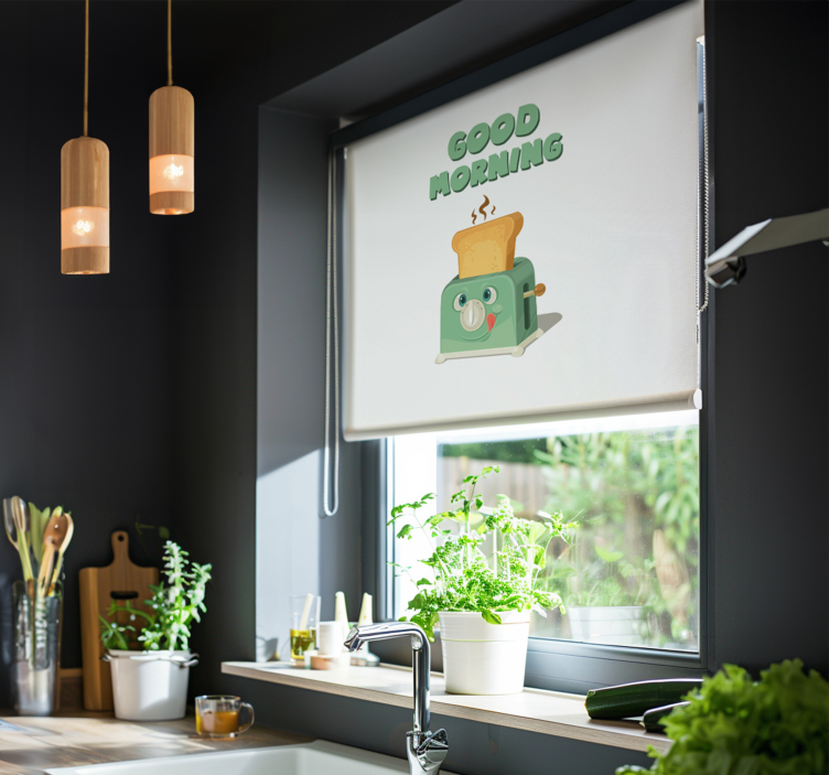 Store enrouleur cuisine bonjour avec grille pain - TenStickers