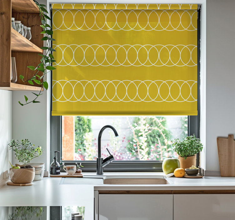 Store enrouleur cuisine motif de cercles jaunes - TenStickers