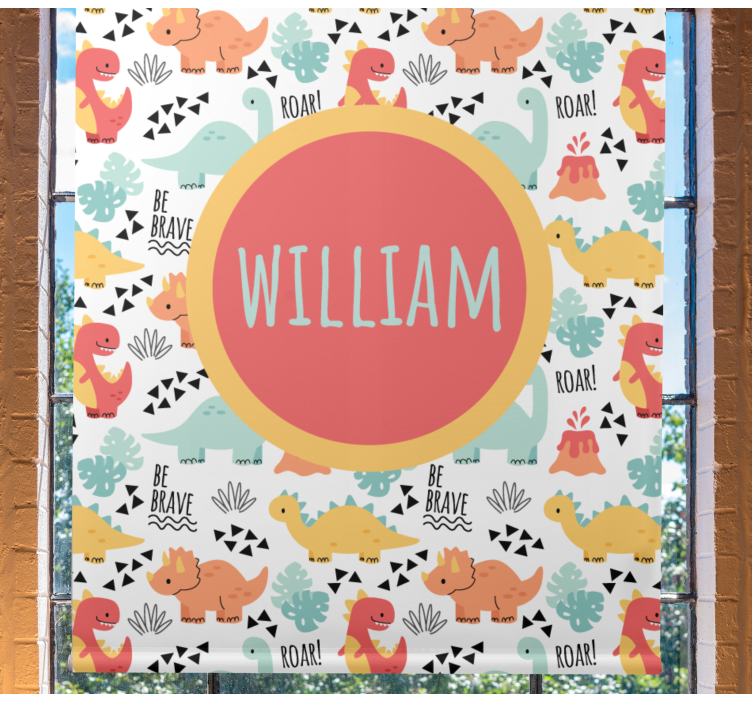 Store enrouleur dinosaures avec nom circulaire - TenStickers