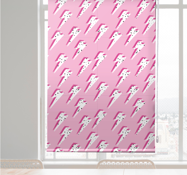 Store enrouleur pour chambre ado rayons blancs sur fond rose - TenStickers