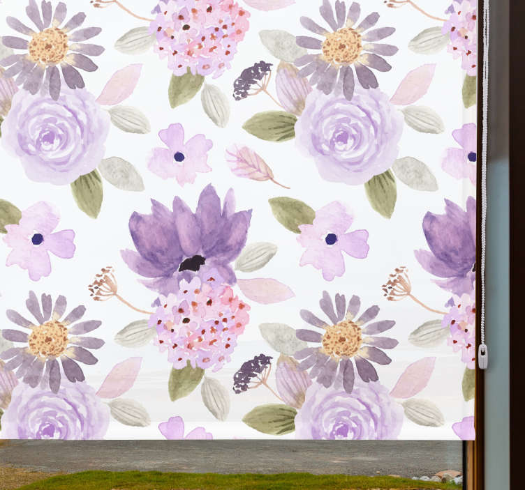 Store enrouleur fleur motif de fleurs violettes - TenStickers