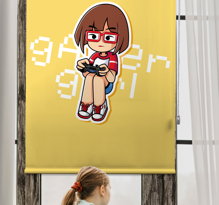 Store enrouleur geek illustration de fille de joueur - TenStickers