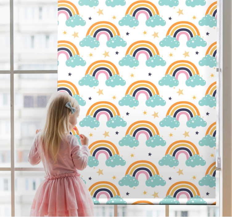 Store enrouleur pour chambre enfant arcs-en-ciel et nuages - TenStickers