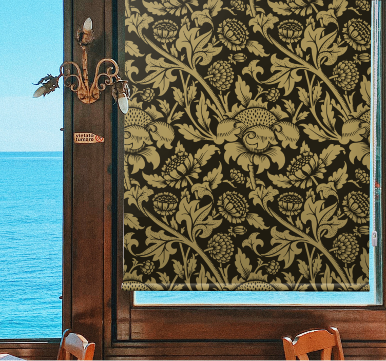 Store enrouleur motif fleur beige classique - TenStickers