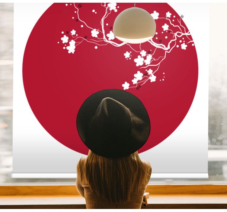 Store enrouleur motif fleur cercle de cerisier japonais - TenStickers