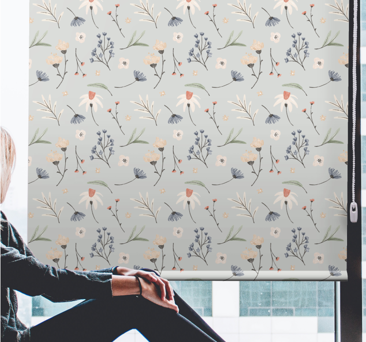 Store enrouleur motif fleur éléments délicats - TenStickers