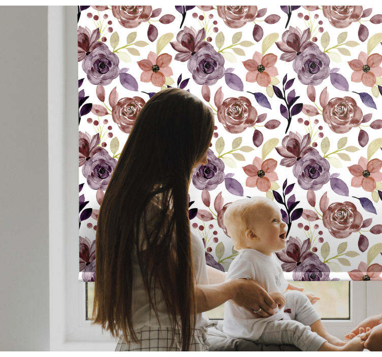 Store enrouleur motif fleur rose et motif floral - TenStickers